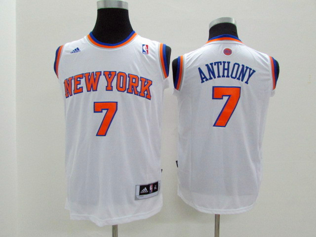 Adidas NBA New York Knicks Youth 7 Anthony white jerseys
